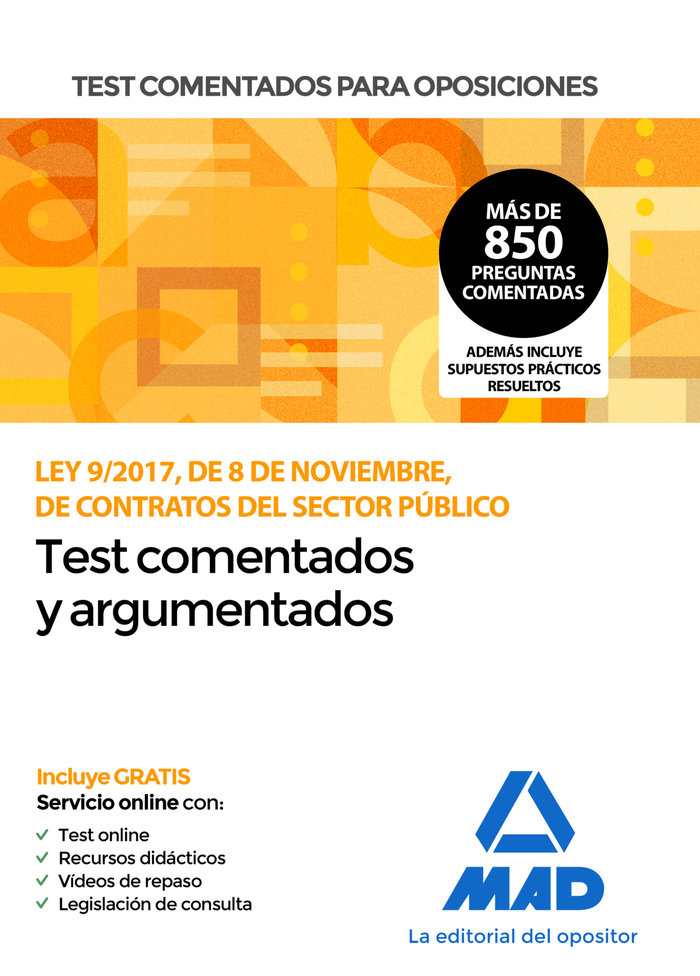 Książka Test comentados para oposiciones de la Ley 9/2017, de 8 de noviembre, de Contratos del Sector Públic CARREÑO RODRÍGUEZ