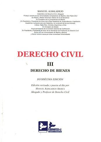 Kniha DERECHO CIVIL TOMO III ALBALADEJO GARCIA
