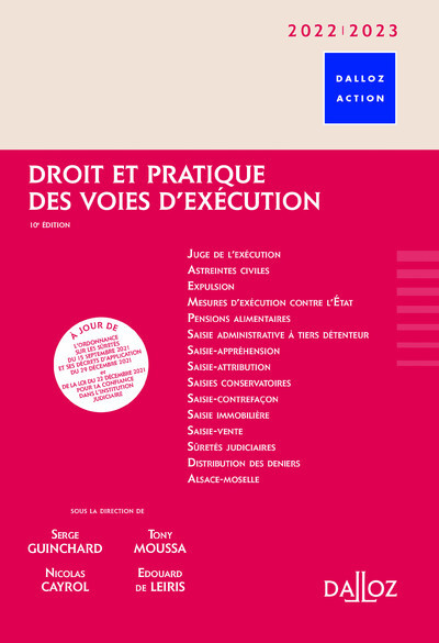 Carte Droit et pratique des voies d'exécution 2022/2023 10ed Frédéric Arbellot