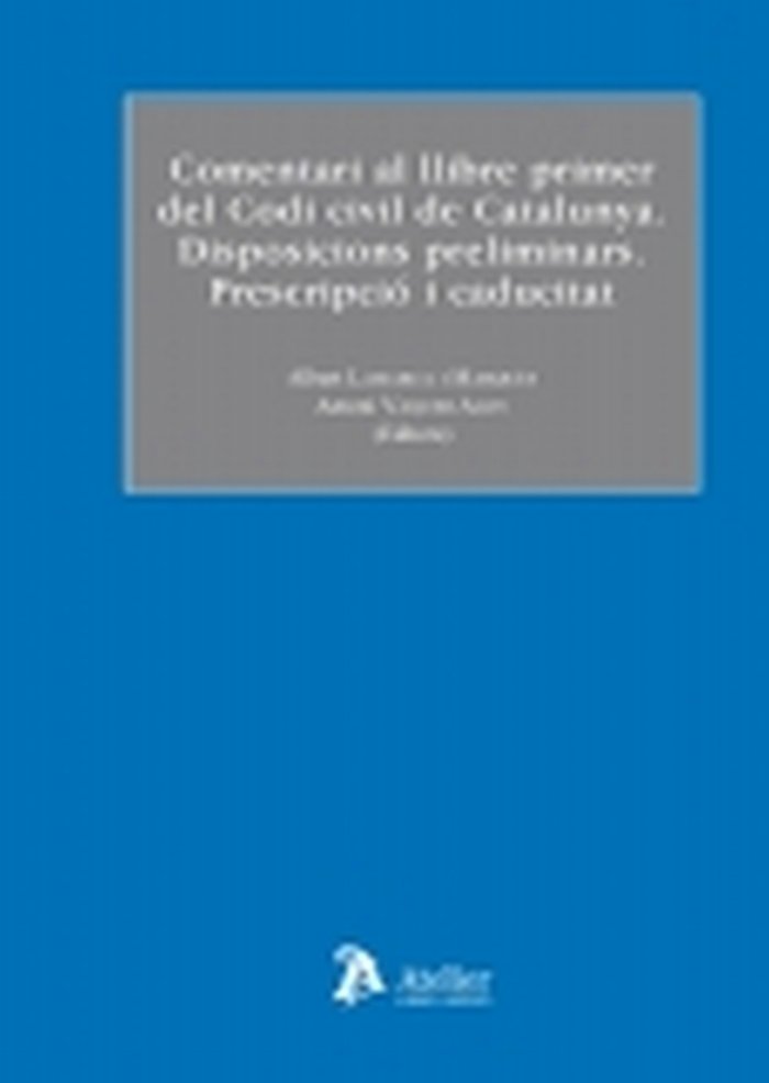Kniha Comentari al llibre primer del Codi Civil de Catalunya. Albert