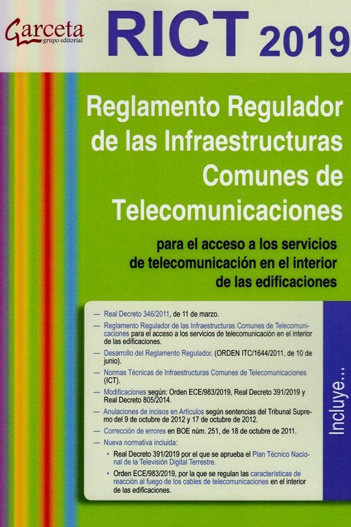Kniha RICT 2019. Reglamento de Infraestructuras Comunes de Telecomunicacón Edicion 2019 Ministerio de Industria
