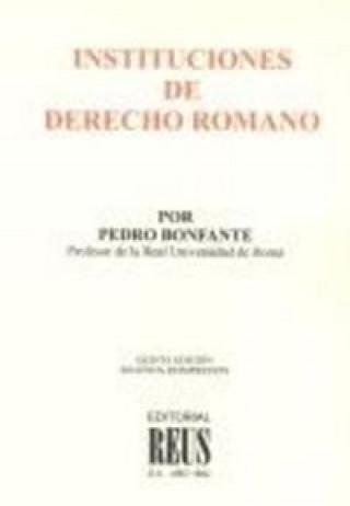 Kniha Instituciones de Derecho romano Bonfante