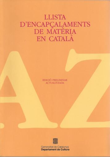 Book Llista d'encapçalaments de matèria en català (edició preliminar) GELABERT