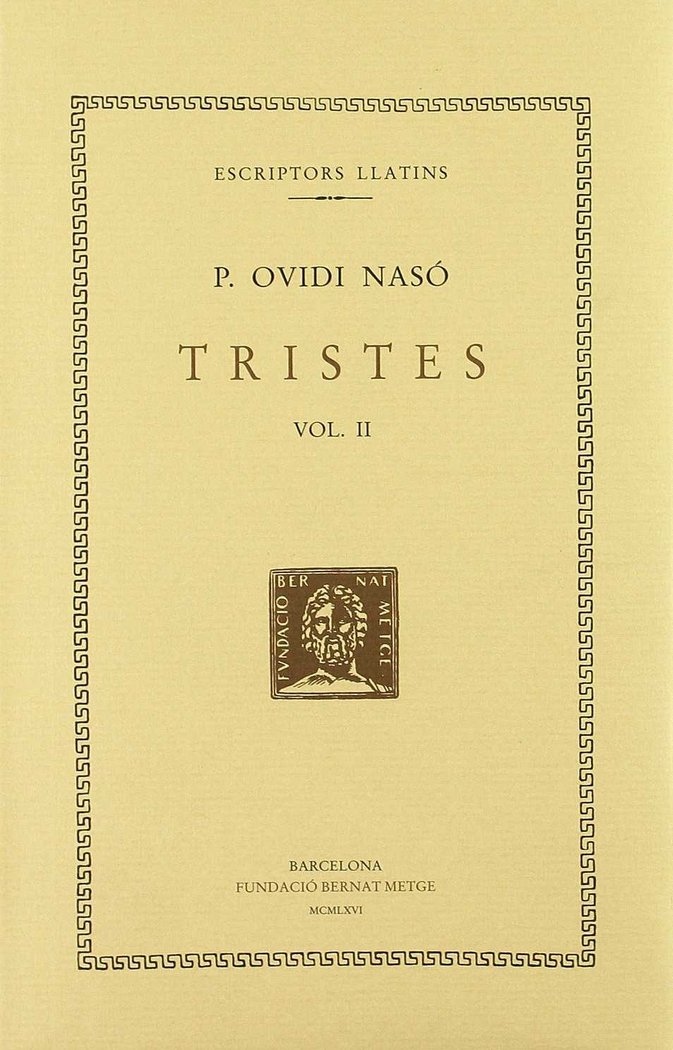 Carte Tristes, vol. II i últim: llibres III-V Ovidi