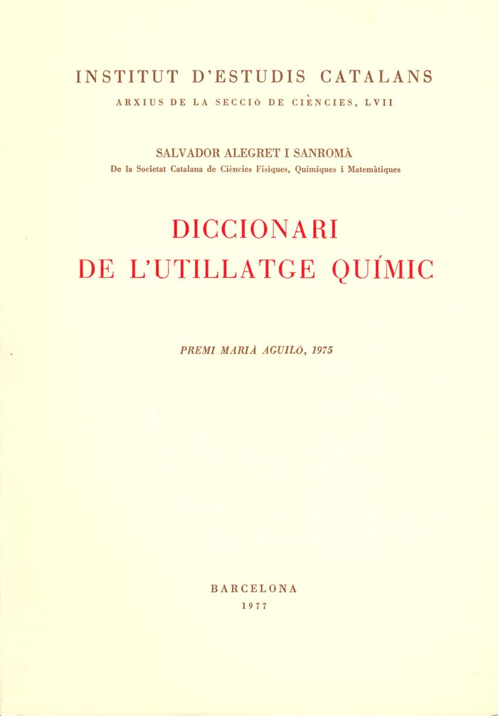 Kniha DICCIONARI DE L'UTILLATGE QUIMIC ALEGRET