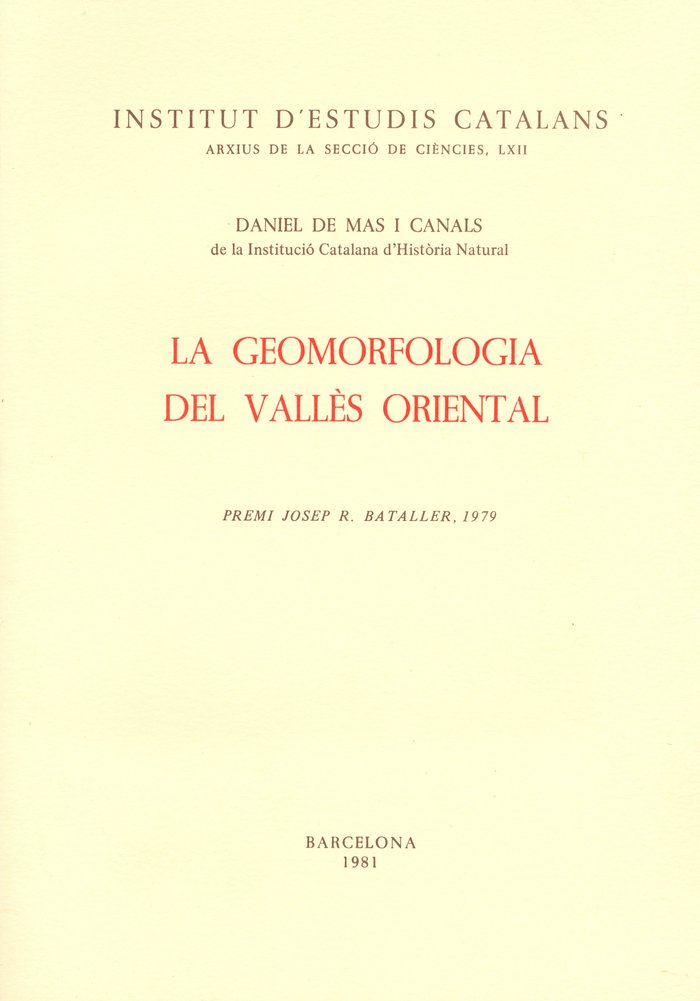 Kniha La geomorfologia del Vallès Oriental Mas Canals