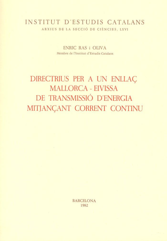 Carte Directrius per a un enllaç Mallorca-Eivissa de transmissió d'energia Ras Oliva