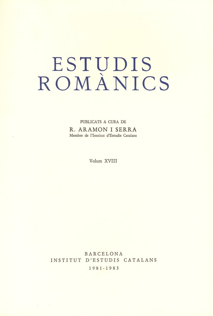 Carte Estudis Romànics. Volum 18 (1981-1983) 