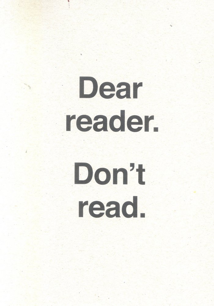 Buch Dear reader. Don't read. Ulises Carrión Schraenen