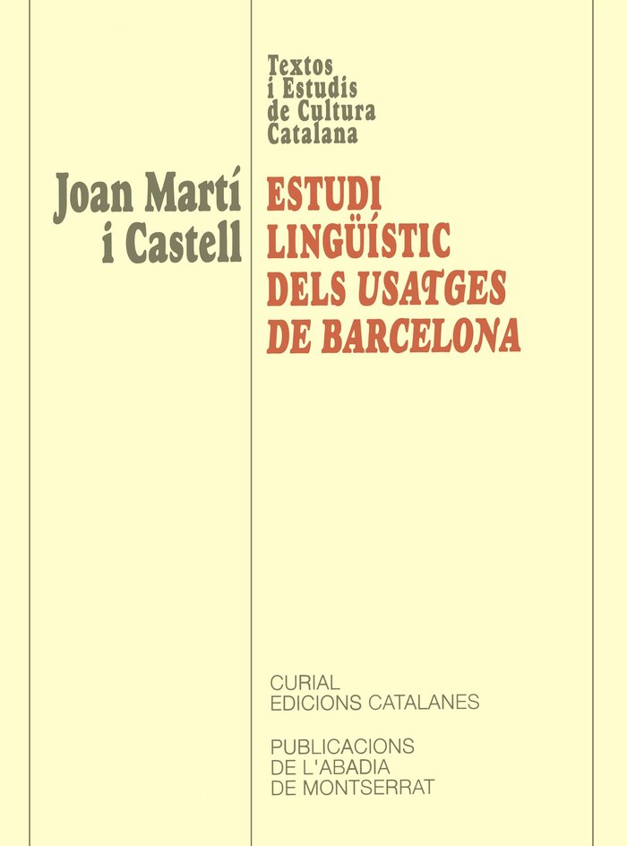 Buch Estudi lingüístic dels Usatges de Barcelona Martí i Castell