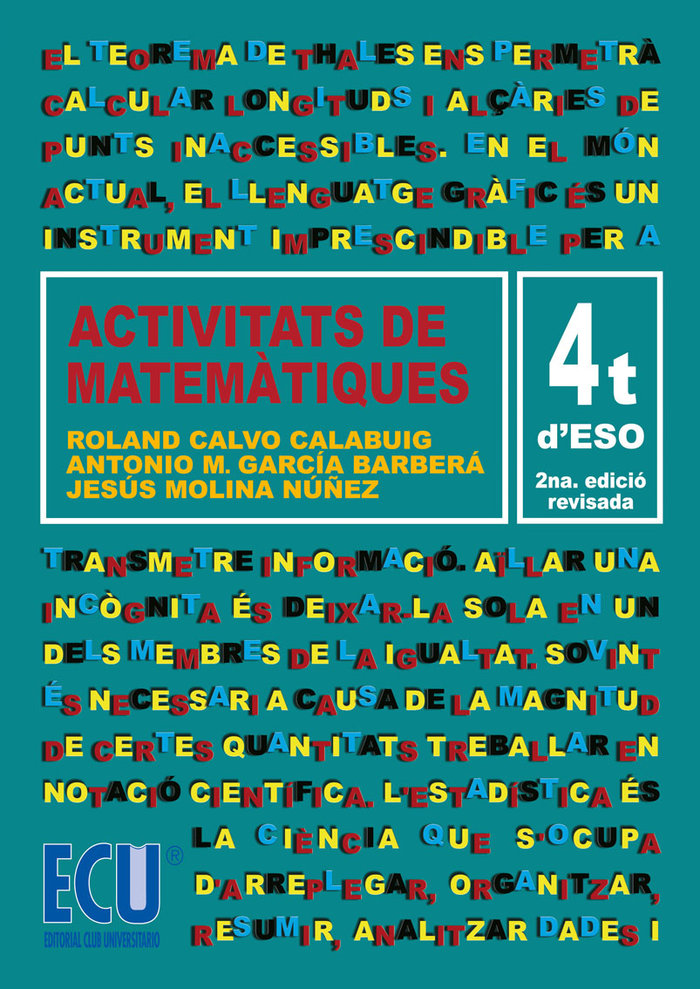 Livro Activitats de Matemàtiques. 4.º ESO Calvo Calabuig