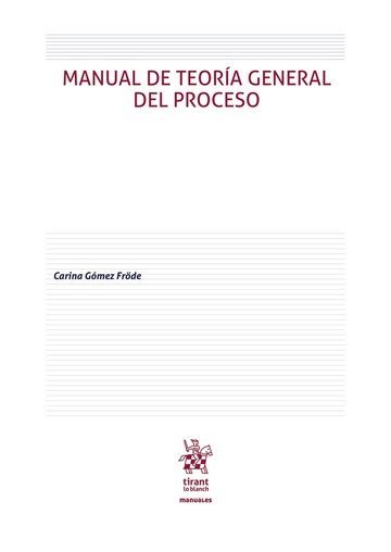 Kniha Manual de Teoría General del Proceso Gómez Fröde