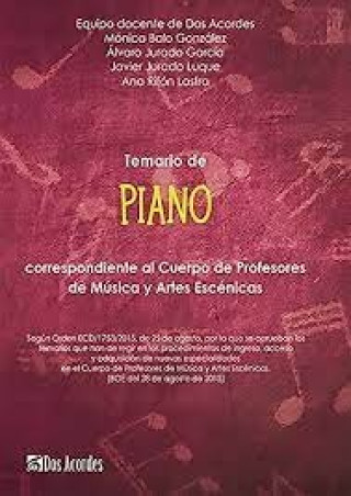Kniha Temario de Piano Equipo docente de Dos Acordes