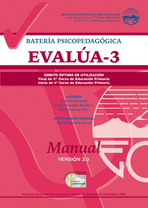 Knjiga Manual EVALÚA 3. Versión 3.0 García Vidal
