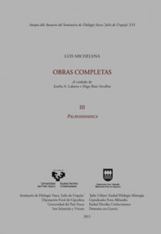 Kniha Luis Michelena. Obras completas. III. Paleohispánica MITXELENA ELISSALT