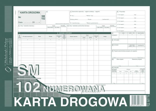 Knjiga Karta Drogowa - samochód ciężarowy A4 SM/102-numerowany A4 