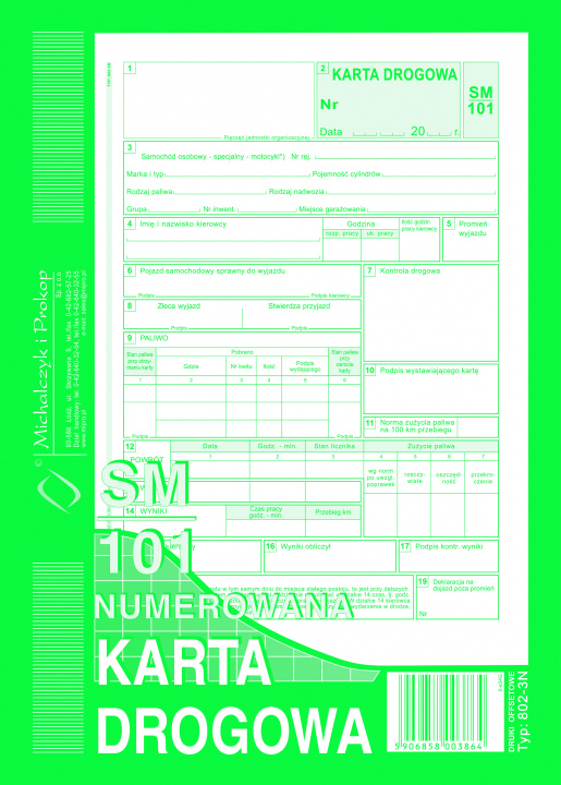 Carte Karta Drogowa - samochód osobowy A5 SM/101-numerowany A5 