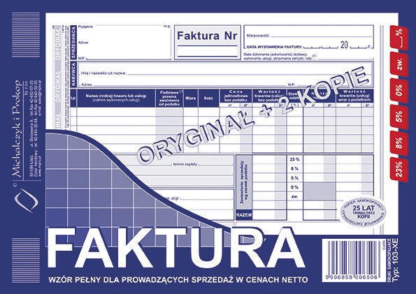 Book Faktura A5 pełna oryginał+2kopie 