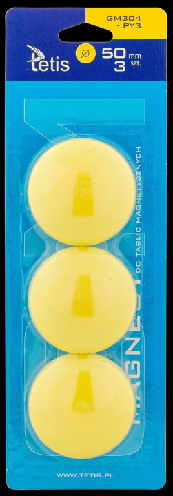 Carte Magnesy do tablic Tetis żółte gładkie 50mm/3 
