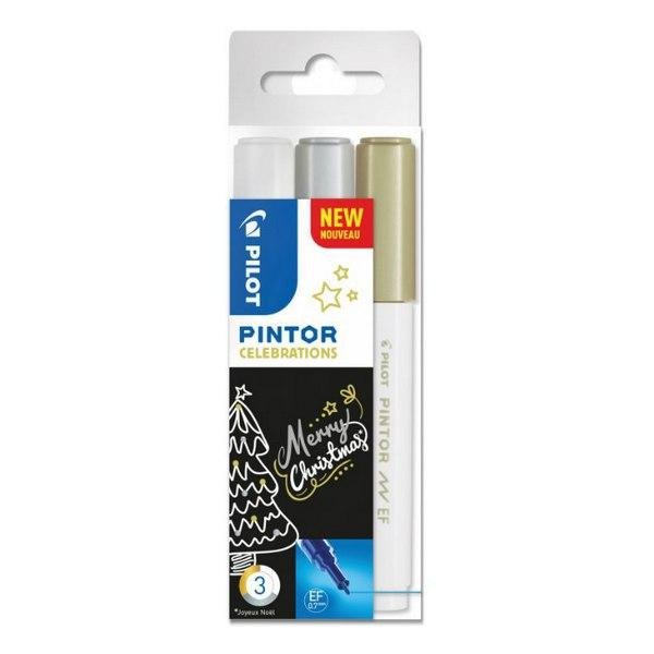 Kniha Pilot Pintor Extra Fine Sada akrylových popisovačů 1,5 - 2,2 mm Celebrations 3 ks 