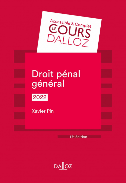 Carte Droit pénal général 2022. 13e éd. Xavier Pin