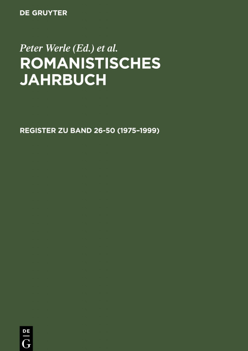 Könyv Register Zu Band 26-50 (1975-1999) Yvonne Stork