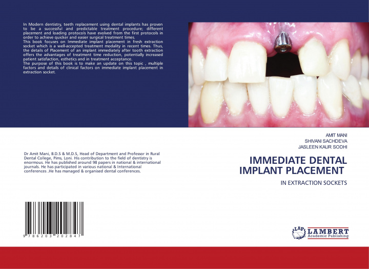 Knjiga Immediate Dental Implant Placement AMIT MANI