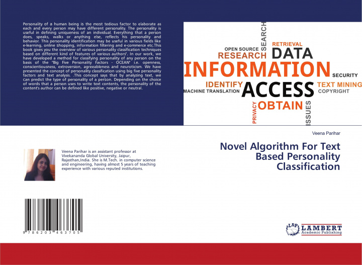 Knjiga Novel Algorithm For Text Based Personality Classification Parihar Veena Parihar
