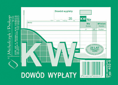 Książka KW - Dowód wypłaty A6 