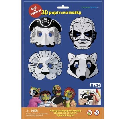 Kniha 3D Karnevalové masky - pirát , superhrdina, lev, mýval 