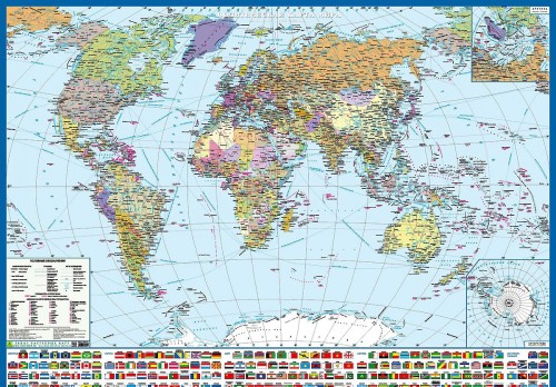 Carte Политическая карта мира с флагами. Крым в составе РФ 
