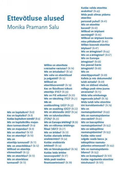 Kniha ETTEVÕTLUSE ALUSED Monika Pramann Salu