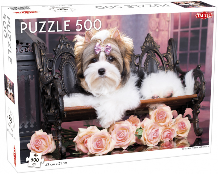 Kniha Puzzle Yorkshire Terrier with Roses 500 