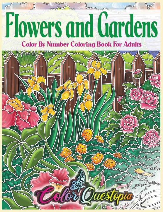 Carte Flowers and Gardens Color By Number Coloring Book for Adults 