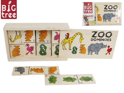 Gra/Zabawka Domino dřevěné zvířátka v dřevěné krabičce 