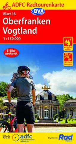 Tlačovina ADFC-Radtourenkarte 18 Oberfranken /Vogtland 1:150.000, reiß- und wetterfest, E-Bike geeignet, GPS-Tracks Download 