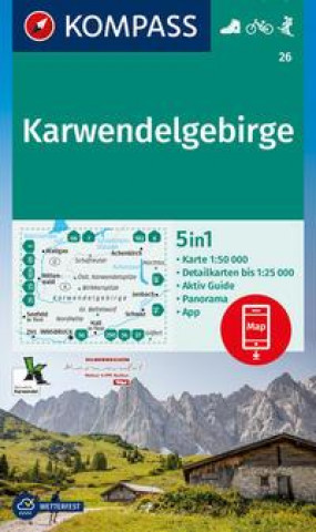 Printed items KOMPASS Wanderkarte 26 Karwendelgebirge 1:50.000 