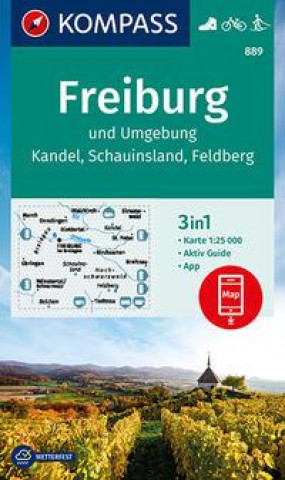 Tiskanica KOMPASS Wanderkarte 889 Freiburg und Umgebung, Kandel, Schauinsland, Feldberg 1:25.000 