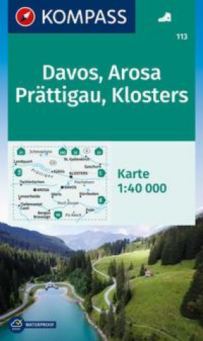 Nyomtatványok KOMPASS Wanderkarte 113 Davos, Arosa, Prättigau, Klosters 1:40.000 