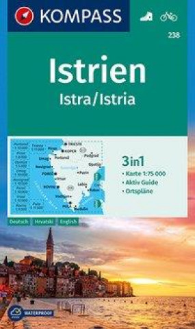 Tiskovina KOMPASS Wanderkarte 238 Istrien, Istra, Istria 1:75.000 