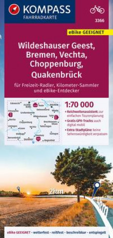Nyomtatványok KOMPASS Fahrradkarte 3366 Wildeshauser Geest - Vechta - Cloppenburg 1:70.000 