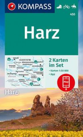 Tiskovina KOMPASS Wanderkarten-Set 450 Harz (2 Karten) 1:50.000 