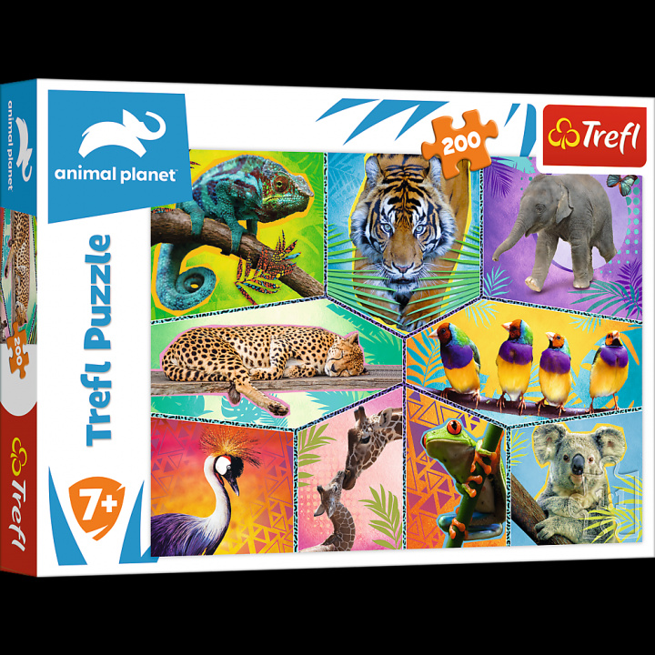 Gra/Zabawka Puzzle Animal Planet Svět exotických zvířat 200 dílků 