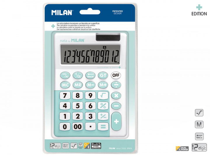 Carte Kalkulator duże klawisze Milan antibacterial zielony 151812IBGGRBL 