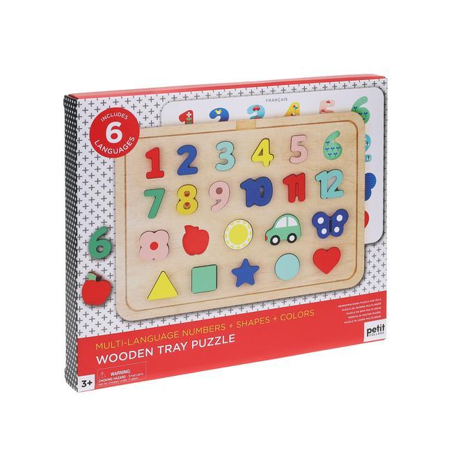 Spiel/Spielzeug Numbers, Shapes, and Colors Wooden Tray Puzzle 