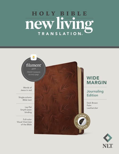 Kniha NLT Wide Margin Bible, Filament Enabled Edition (Red Letter, Leatherlike, Dark Brown Palm, Indexed) 