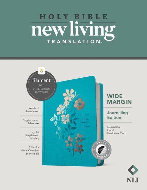 Kniha NLT Wide Margin Bible, Filament Enabled Edition (Red Letter, Hardcover Cloth, Ocean Blue Floral, Indexed) 