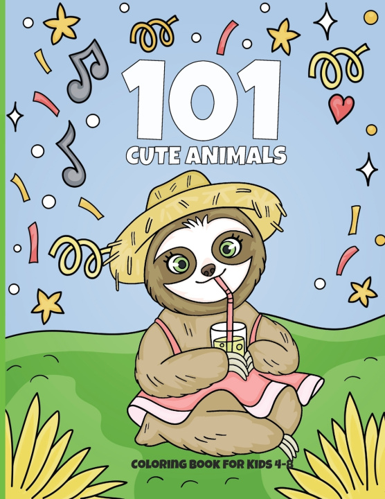 Книга 101 Cute Animals Coloring Book for Kids 4-8 Creative Coloring Corner