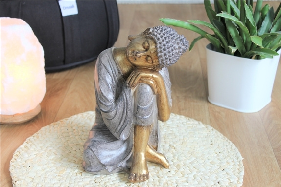 Boek Statuette Bouddha penseur en Résine Grise 23.5 cm 