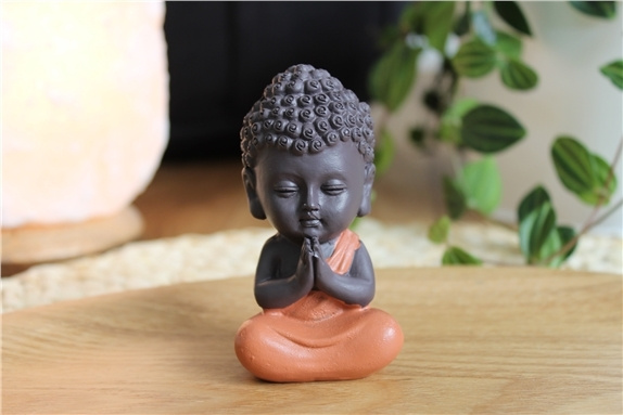 Knjiga Statuette Mini Bouddha en Résine Orange 8.5 cm 